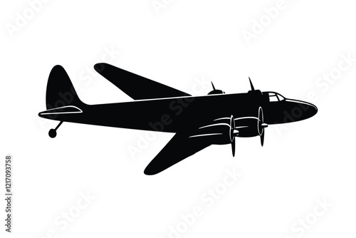 Vintage Airplane silhouette vector art illustration.eps