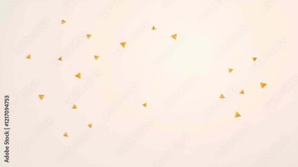 Fototapeta premium Abstract gold triangle confetti scattered on a pale background