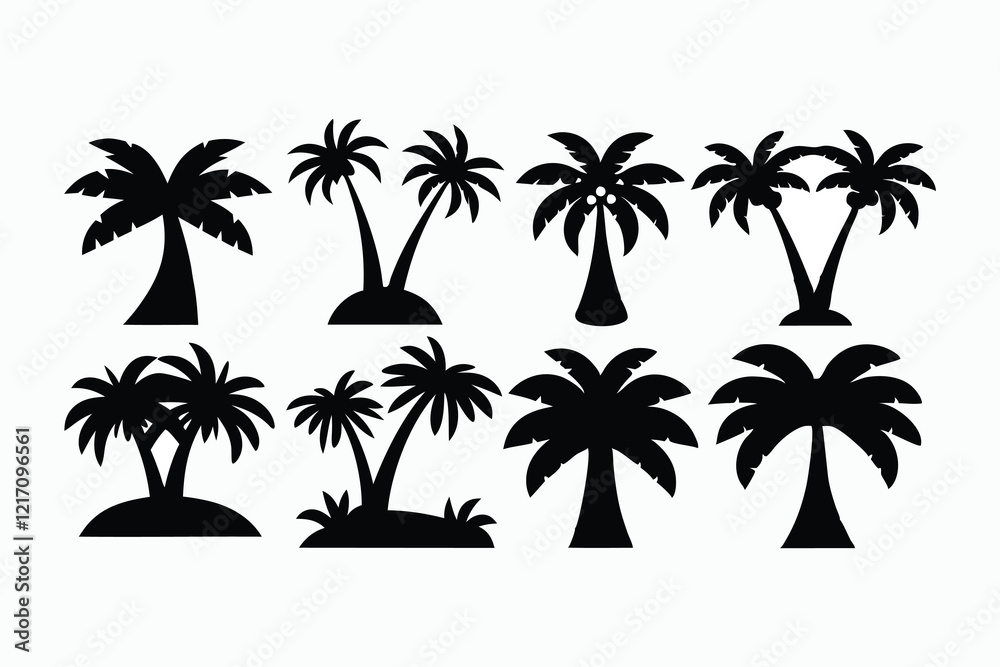 Fototapeta premium set of palm trees silhouettes.