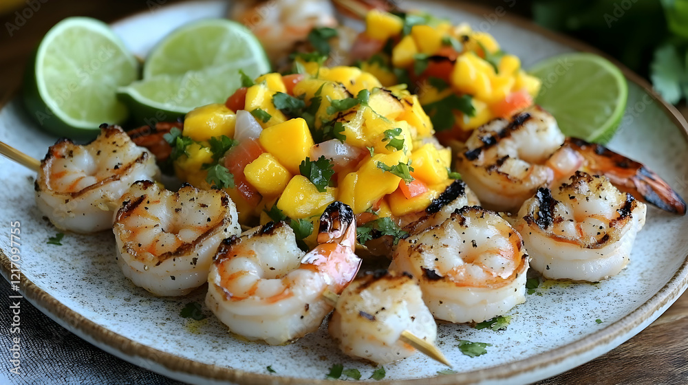 Grilled Shrimp Skewers with Refreshing Mango Salsa: A Summertime Delight Grilled Shrimp Skewers with Refreshing Mango Salsa: A Summertime Delight