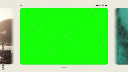 Polaroid Green Screen, Green screen Photo Frame, empty frame Green screen background 
