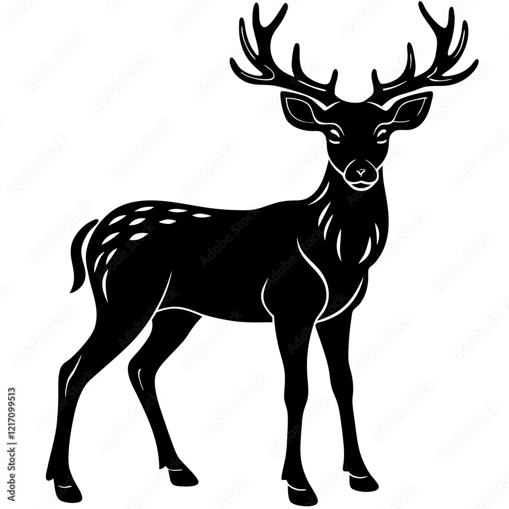Obraz premium Deer Silhouette vector with white background