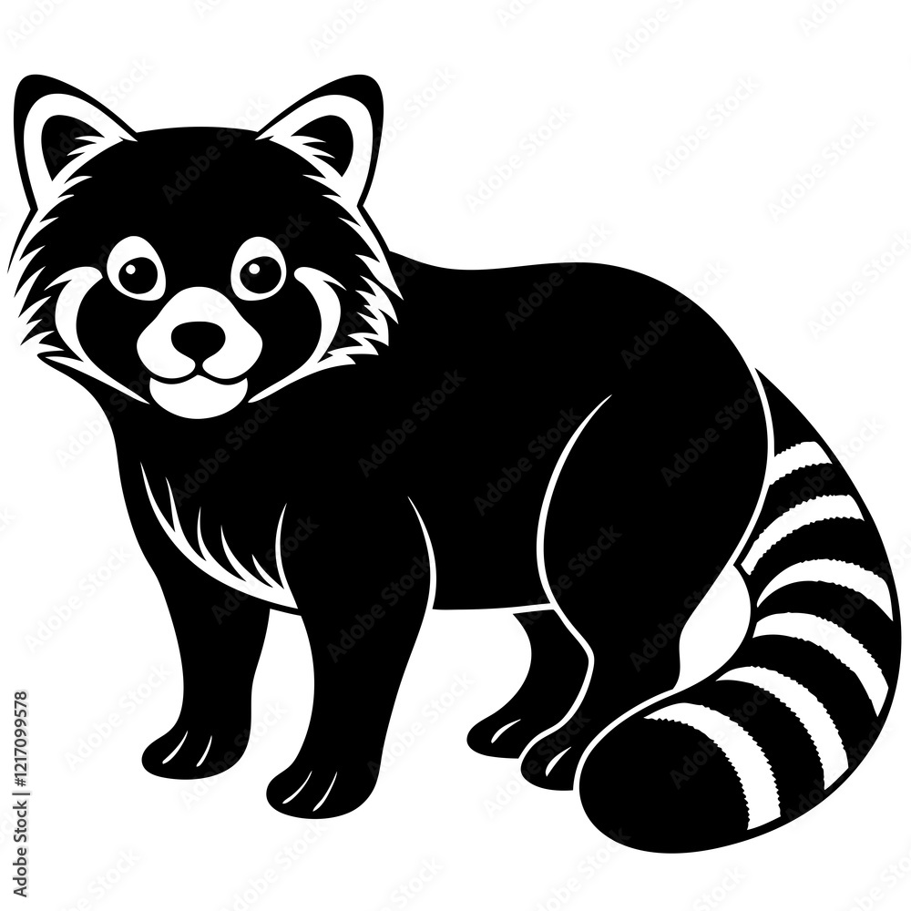 Fototapeta premium Red panda Silhouette vector with white background