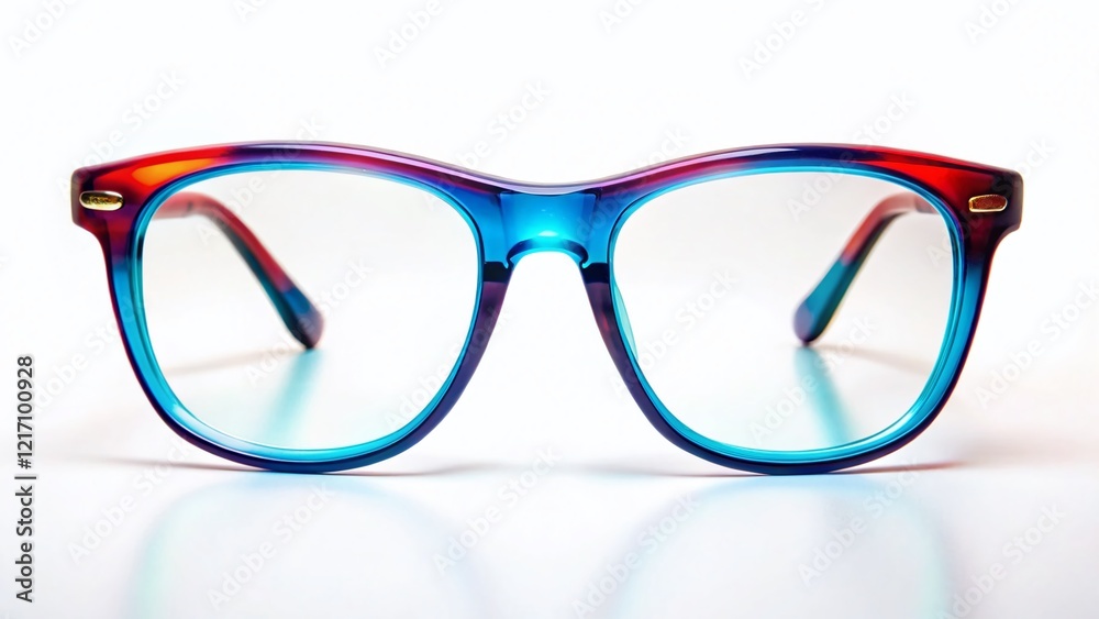 Stylish Modern Eyeglasses: Minimalist Panoramic Product Shot on White Background Stylish Modern Eyeglasses: Minimalist Panoramic Product Shot on White Background