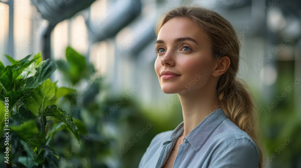 Young Woman in a Greenhouse Young Woman in a Greenhouse