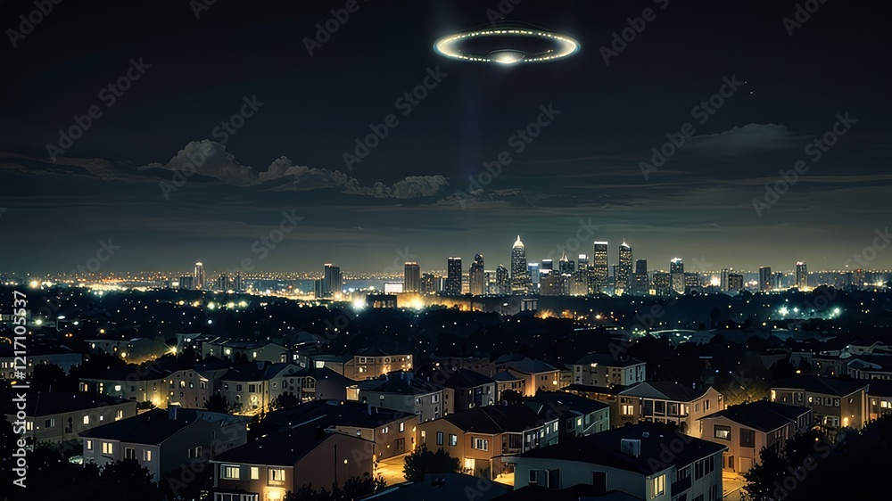 Fototapeta premium UFOs Over City