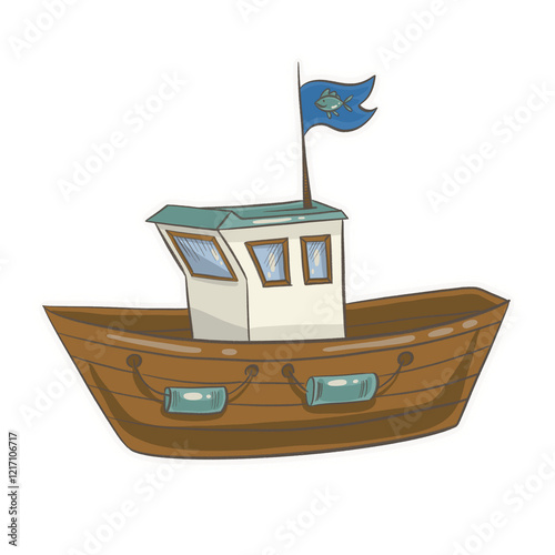 Cute little boat with a flag