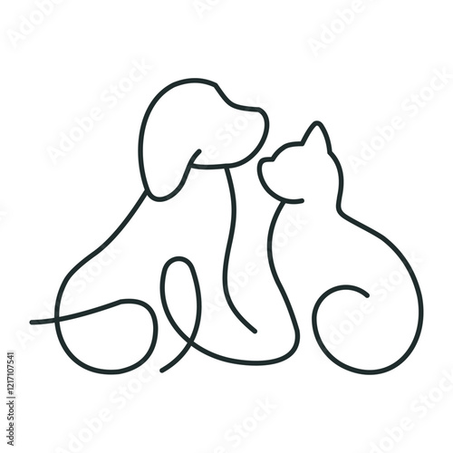 cat and dog logo line art minimalis abstrack vector
