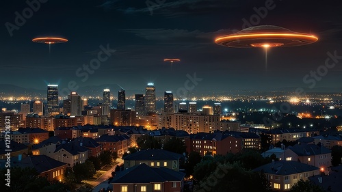 UFOs Over City