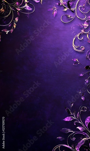 a purple room with a round seat and purple carpet