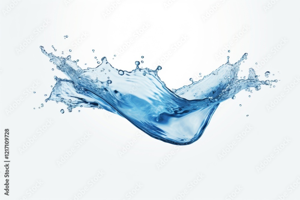 Obraz premium Water splash isolated on white background. Blue liquid. Frozen movement. . Purity concept