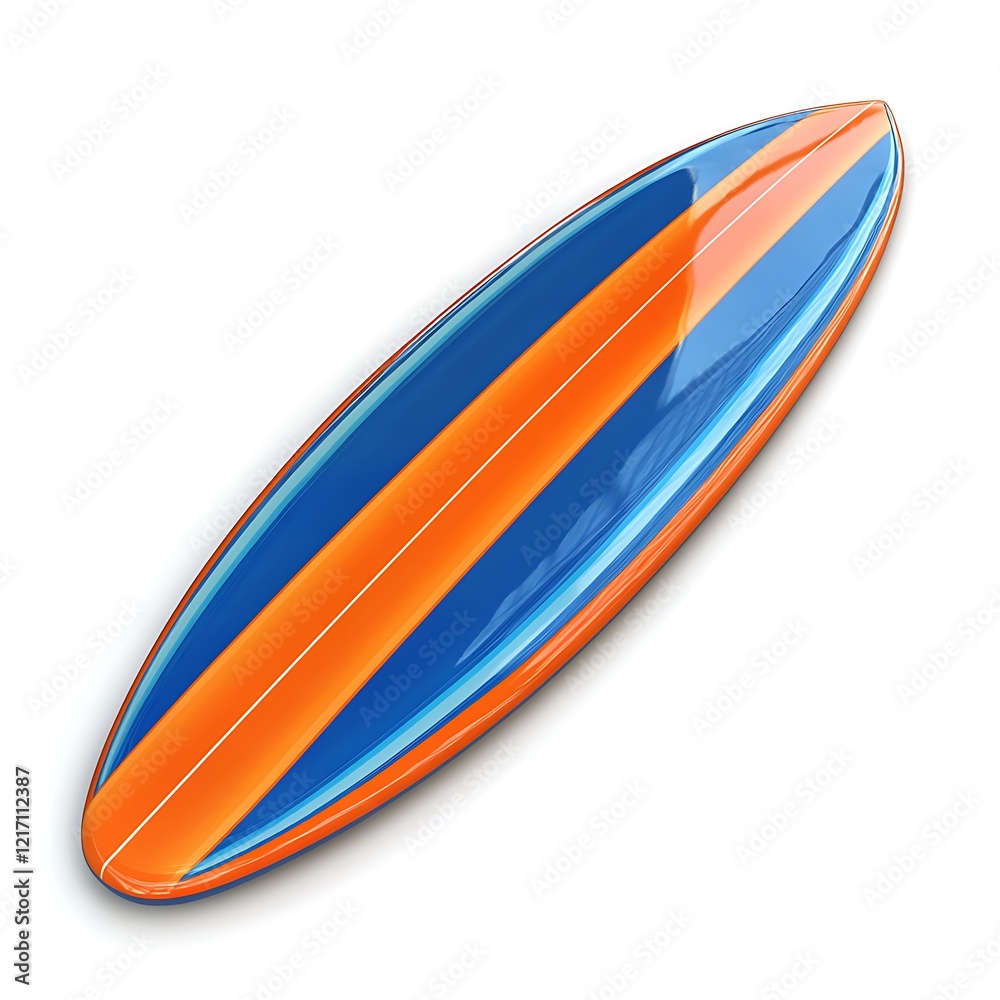 A vibrant orange and blue surfboard with sleek, modern lines, showcasing a striking contrast in color and design, isolated on a white background for a dynamic and sporty visual. A vibrant orange and blue surfboard with sleek, modern lines, showcasing a striking contrast in color and design, isolated on a white background for a dynamic and sporty visual.