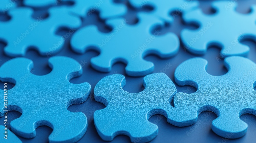 Blue Puzzle Pieces on a Dark Background for Creative Projects