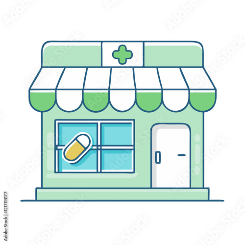 pharmacy storefront icon, pharmacy storefront vector illustration-simple illustration of pharmacy storefront, perfect for pharmacy storefront logos and icons