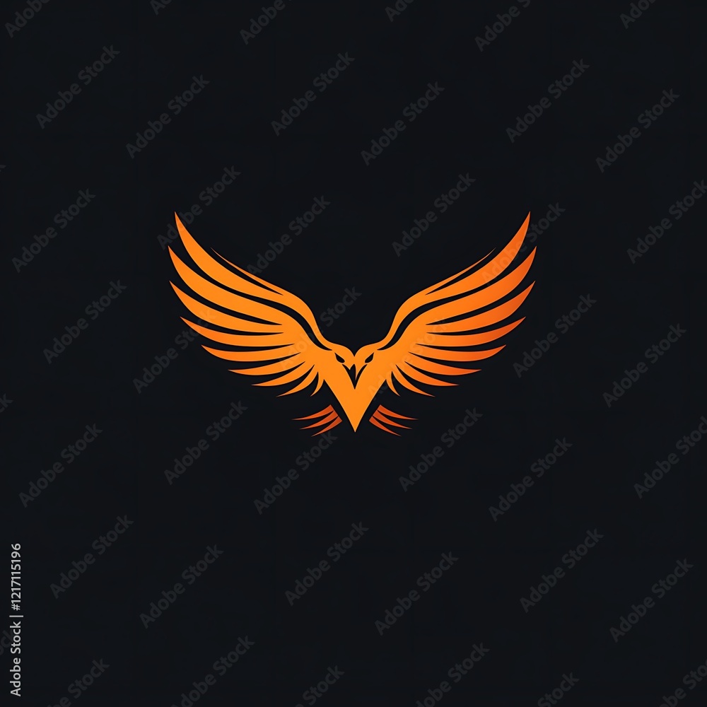 Obraz premium Radiant golden eagle showcasing polished metallic wings on black background