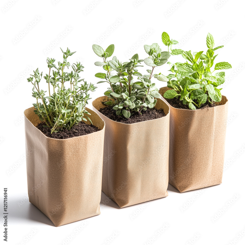 Fototapeta premium Herb Seed Set with Thyme, Rosemary, and Mint in Compact Packets