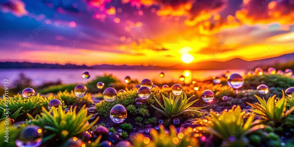 Obraz premium Tranquil Sunset Landscape: Gratitude and Thankfulness Macro Photography