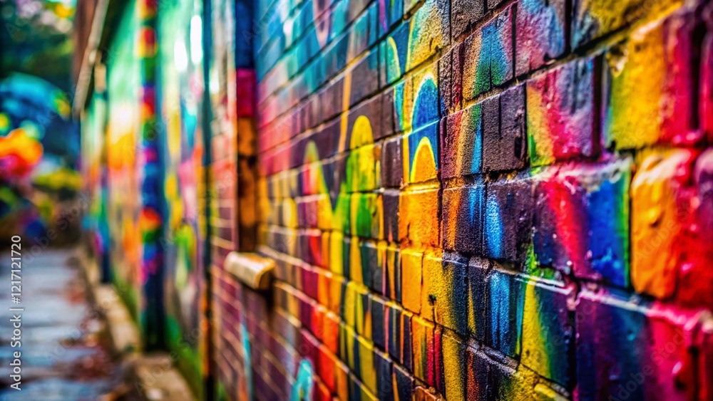 Fototapeta premium Urban Art: Vibrant Graffiti Wall Mural, Rule of Thirds Composition