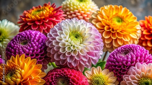 Vibrant Autumn Chrysanthemum Flower Background - Stock Photo