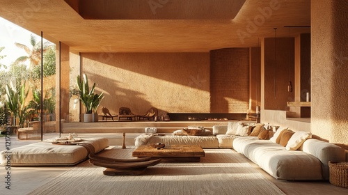 Cozy Living Room Featuring a Spacious Couch Surrounded by Warm Lighting and a Beautifully Designed Fireplace Creating an Inviting and Relaxing Atmosphere for Family Gatherings and Leisure