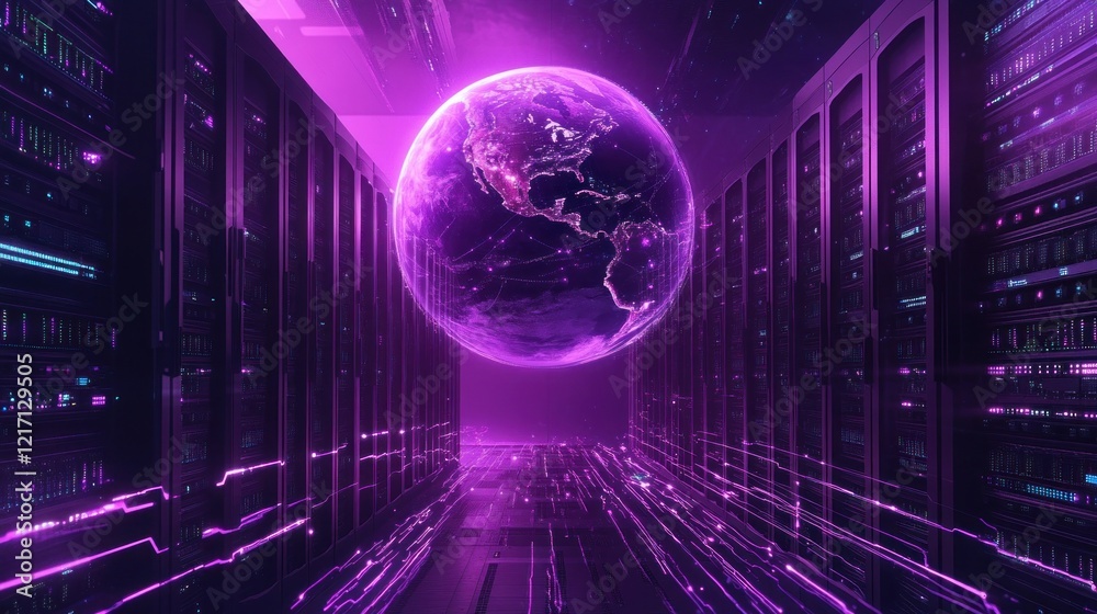 Fototapeta premium Global Network: A Digital World Illuminated