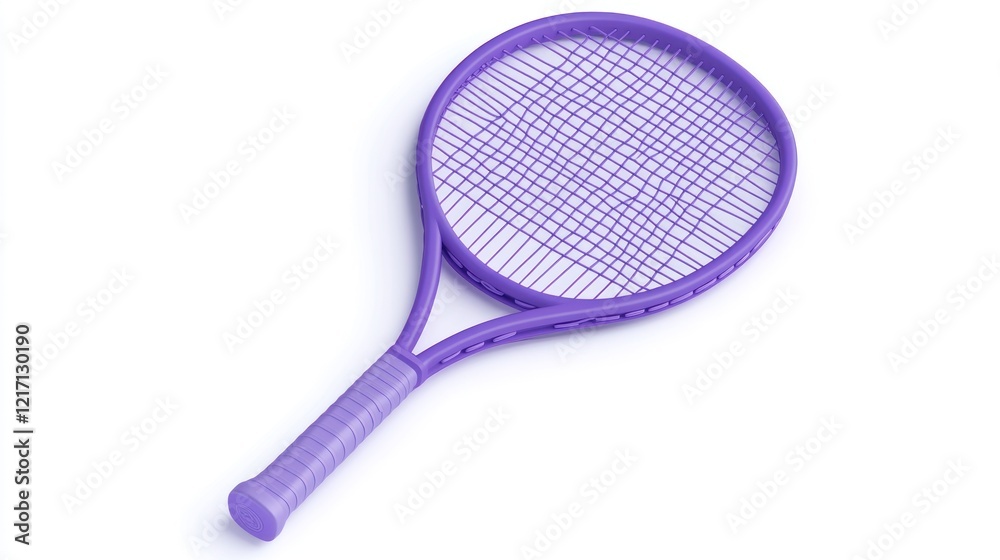 Purple tennis racket on white background; sport equipment (1) Purple tennis racket on white background; sport equipment (1)