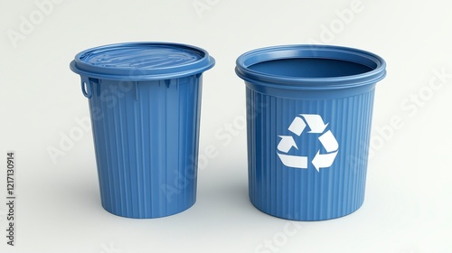 Wallpaper Mural Blue Recycling Bins A 3D Render of Recycling Containers Torontodigital.ca