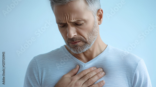 Old white male with chest pain and tightness photo