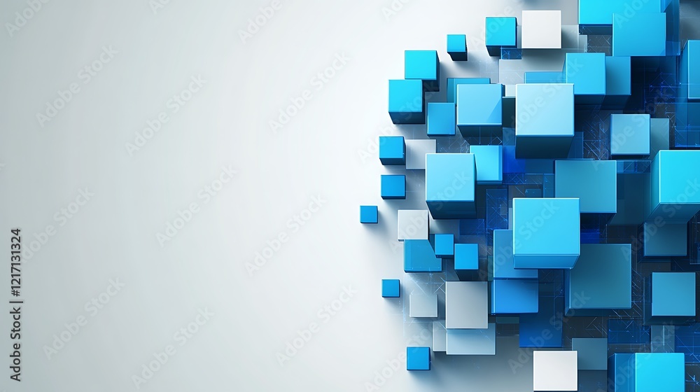 Abstract Blue Cubes Digital Structure Design Abstract Blue Cubes Digital Structure Design