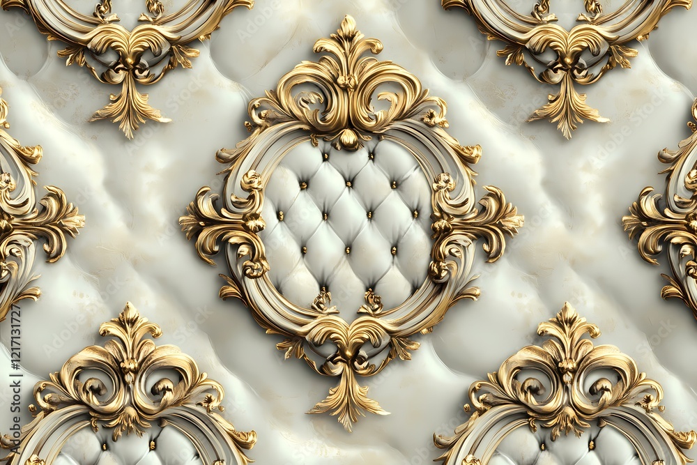 Elegant Gold and White Ornate Upholstery Design Elegant Gold and White Ornate Upholstery Design