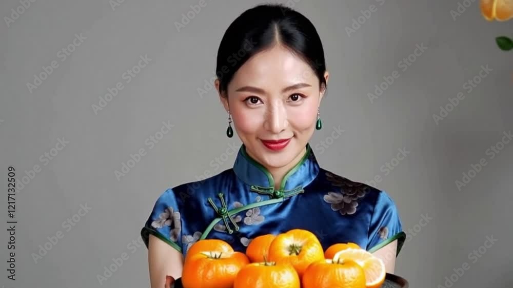 beautiful Chinese woman celebrating Chinese New Year beautiful Chinese woman celebrating Chinese New Year