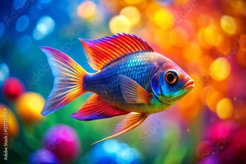 Vibrant Tropical Fish Abstract Background Copy Space Stock Photo photo