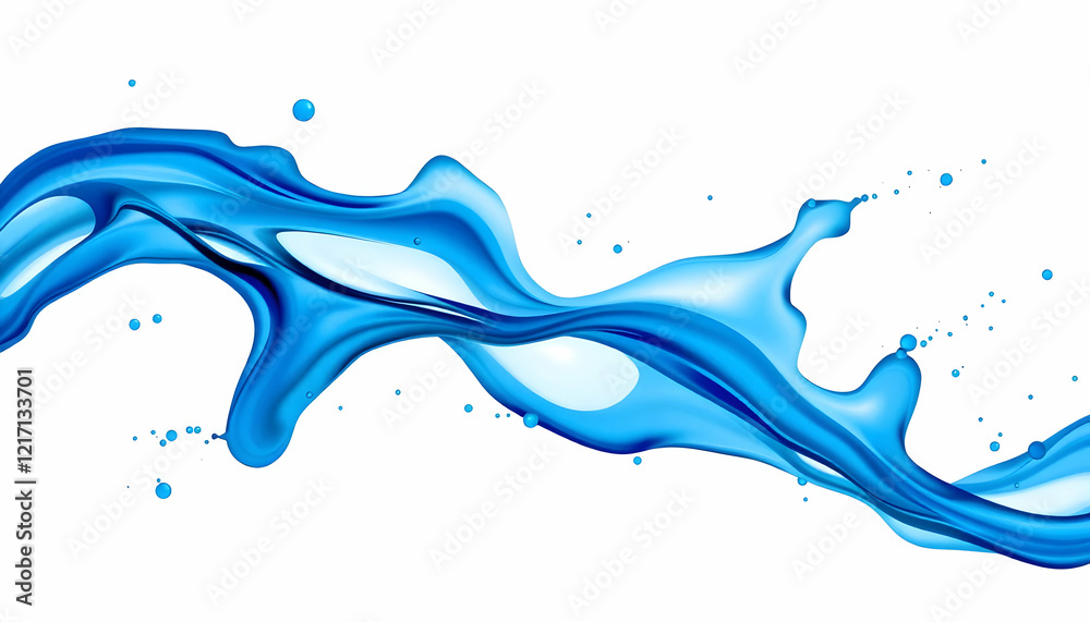 Abstract blue liquid splash, dynamic fluid motion, white background, vibrant aqua swirls, water droplets, flowing curves, energetic movement, paint-like texture, high contrast, smooth waves, artistic Abstract blue liquid splash, dynamic fluid motion, white background, vibrant aqua swirls, water droplets, flowing curves, energetic movement, paint-like texture, high contrast, smooth waves, artistic
