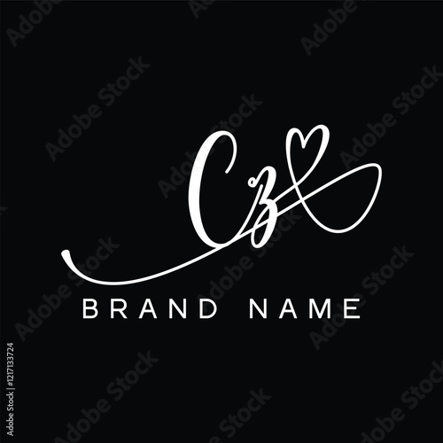CZ Handwritten initial letter with love . CZ simple signature vector logo with Hart shape variation, beauty, photography letter logo design. C Z