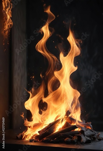 A stylized representation of flames on a dark canvas, imbuing the scene with an air of elegance and sophistication , stylized flames elegant sophisticated dark canvas refined, ornate, subtle photo