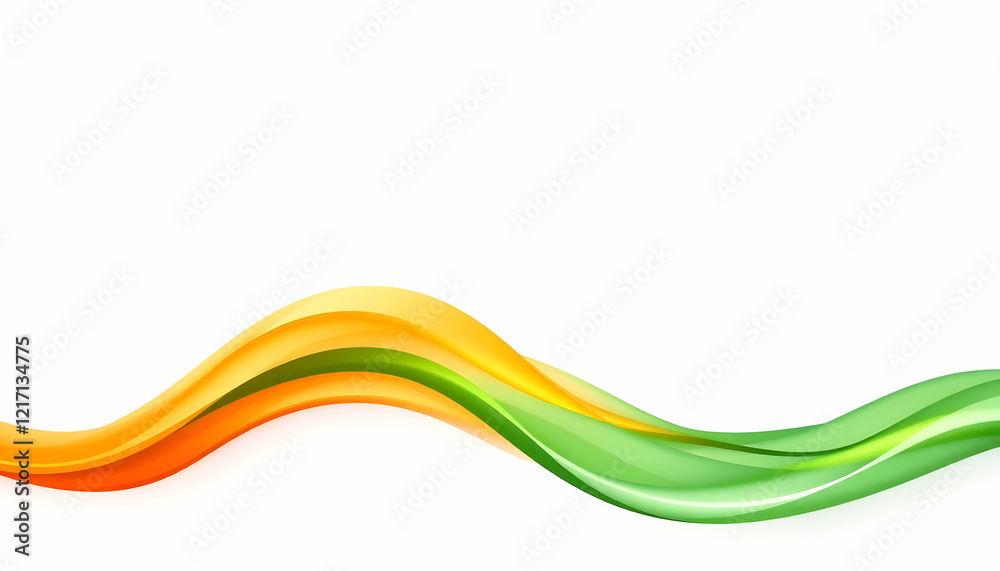 Fototapeta premium Abstract wave, flowing curves, vibrant colors, orange yellow green gradient, smooth lines, dynamic motion, minimalist design, fluid shape, energy flow, colorful ribbon, sleek modern graphic, simple el