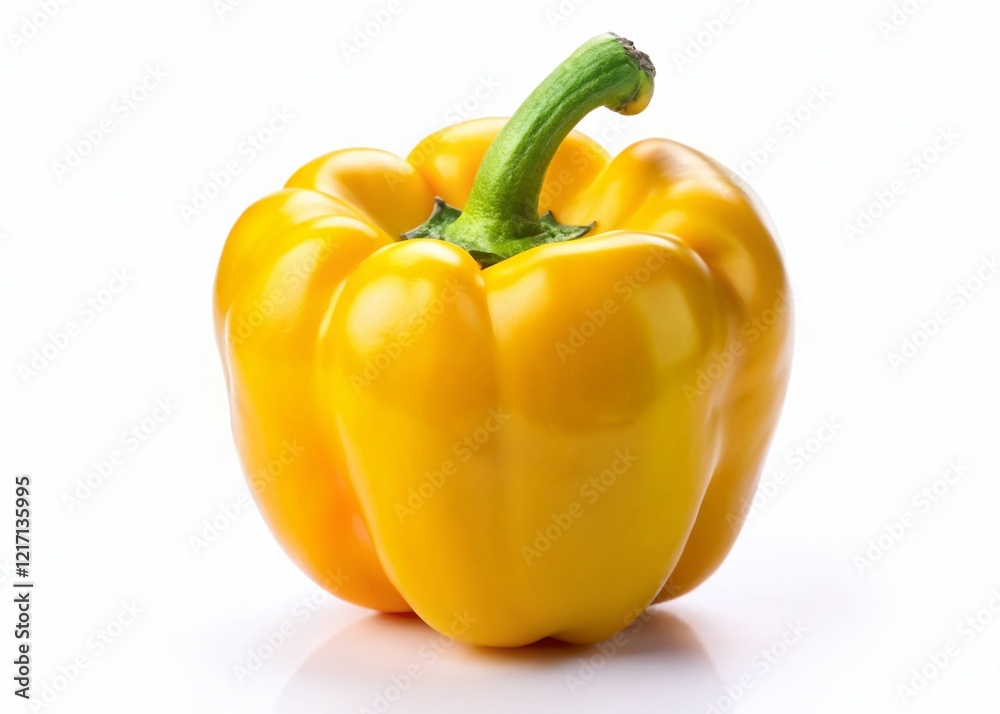 Vibrant Yellow Pepper Isolated on White, Fresh Produce Photography Vibrant Yellow Pepper Isolated on White, Fresh Produce Photography