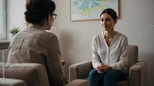 Patient attending therapy session with professional therapist for mental wellbeing