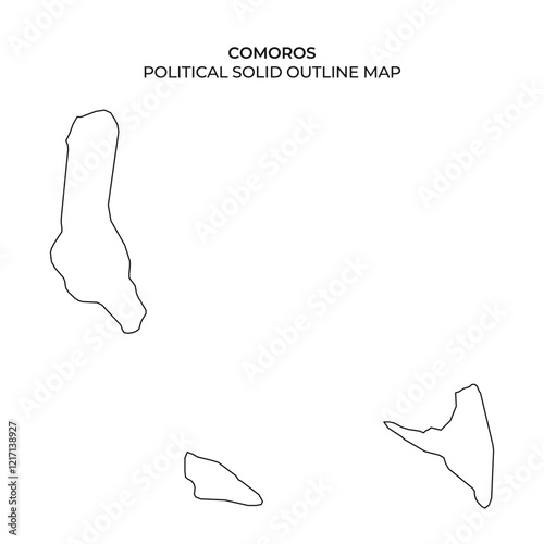 The map features an outline of Comoros, highlighting its unique island shapes and political divisions without any additional markings or details. Ideal for educational purposes.