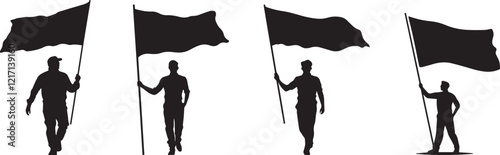 Silhouette of a flag bearer leading the Republic Day parade vector silhouette