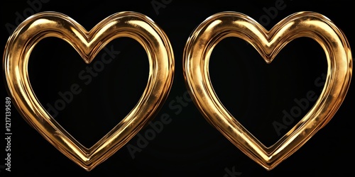 Elegant gold heart frames with reflective finish photo