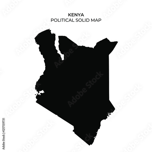The solid black outline represents the political boundaries of Kenya. This simple illustration highlights the geographical shape of the country, emphasizing its distinct features.