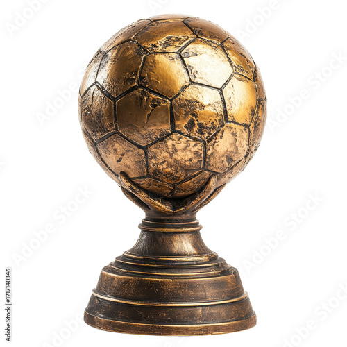 Award trophy designed as a soccer ball with a detailed base on display