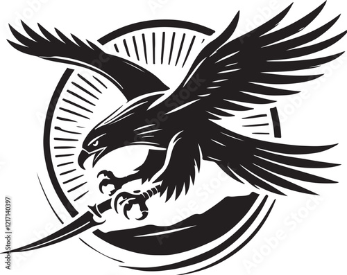 eagle silhouette victor design with white background. 