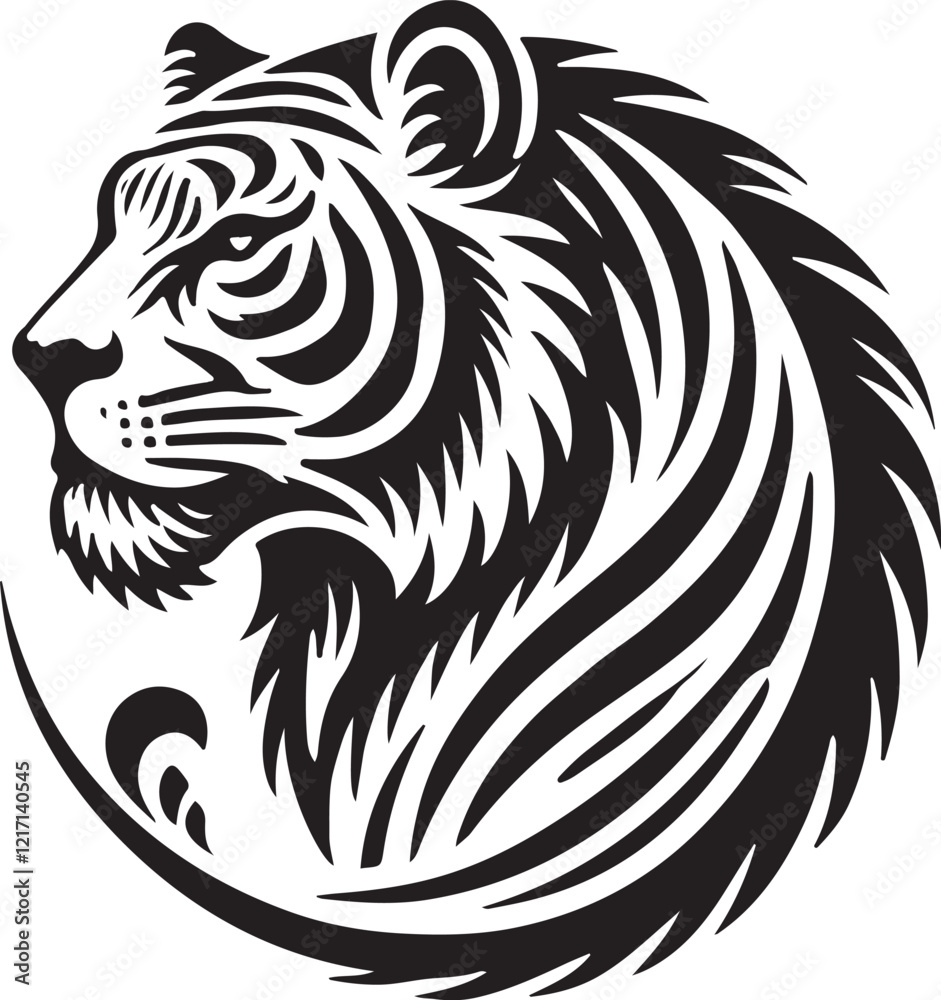 Obraz premium tiger face silhouette victor design with white background. 