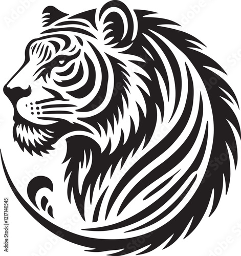 Wallpaper Mural tiger face silhouette victor design with white background.  Torontodigital.ca