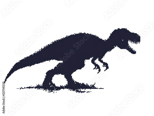 Isolated Pixelated Dinosaur Silhouette