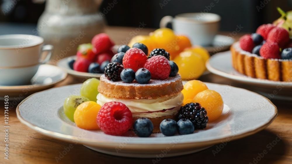 A Delectable Display of Artisan Fruit Tarts and Cheesecake, Showcasing an Array of Fresh Berries and Vibrant Citrus Fruits for a Sweet Exquisite A Delectable Display of Artisan Fruit Tarts and Cheesecake, Showcasing an Array of Fresh Berries and Vibrant Citrus Fruits for a Sweet Exquisite