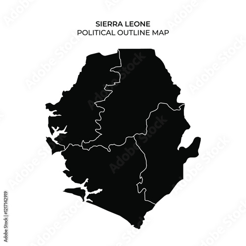 This depiction features the political outline of Sierra Leone, illustrating its geographical regions. The map highlights the boundaries and shape of the country clearly.