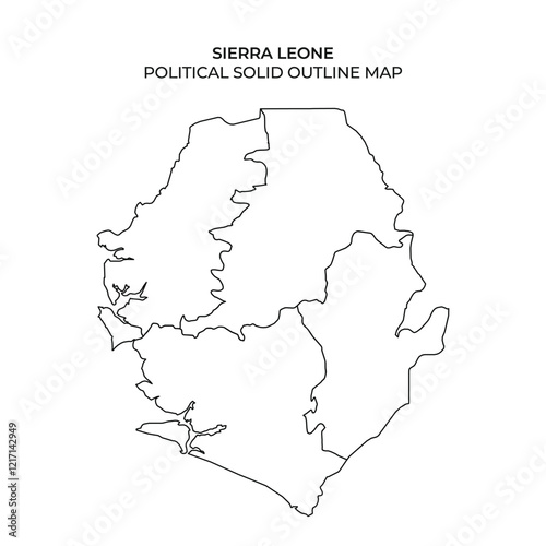 The solid outline map highlights the political borders of Sierra Leone. It serves as a clear representation useful for educational and geographical purposes.